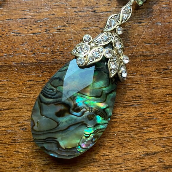 Lonna & Lilly Abalone Pendant Necklace – Teal & Gold Beaded - Picture 3 of 4